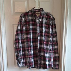 Goodthreads Men's Plaid Shirt - Burgundy, Black, White